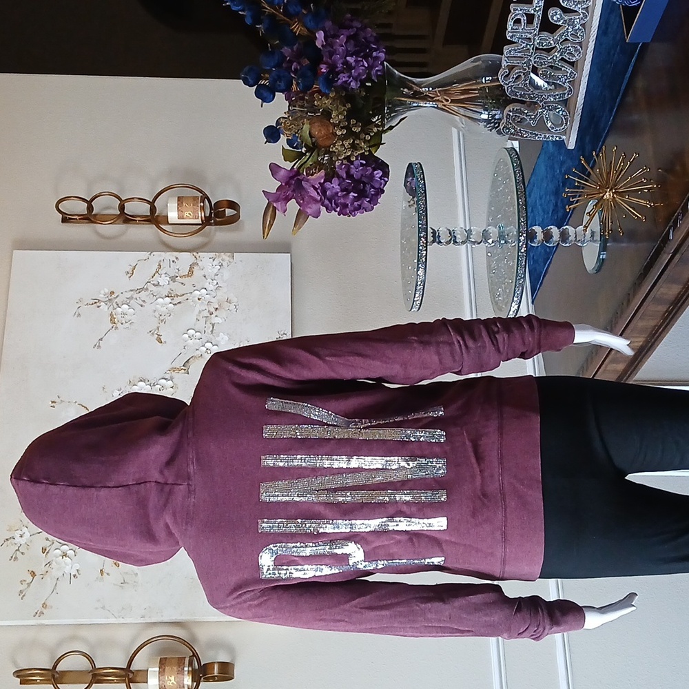 Victoria's Secret Pink Shine Embellished Front Zip Hoodie. Size S